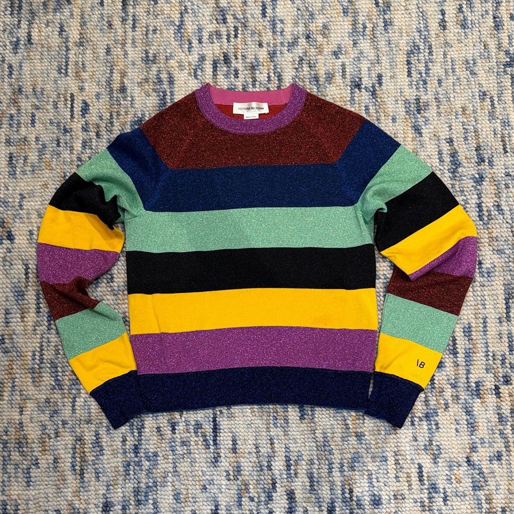 Victoria Beckham Multicolor Striped Crewneck Sweater